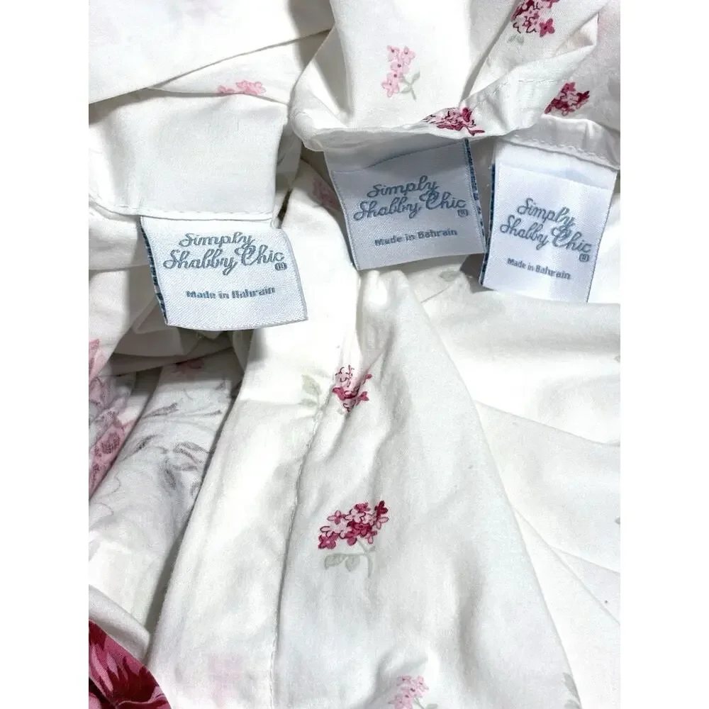 Simply Shabby Chic King Sunbleached 100% Cotton White Pink Floral Duvet Set 2014